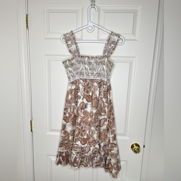 Dresses & Skirts - No boundaries brown and white paisley dress midi smocked vintage size medium